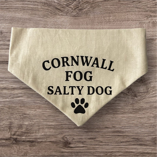 Handmade in the UK - Cornwall Fog, Salty Dog Bandana in Almond