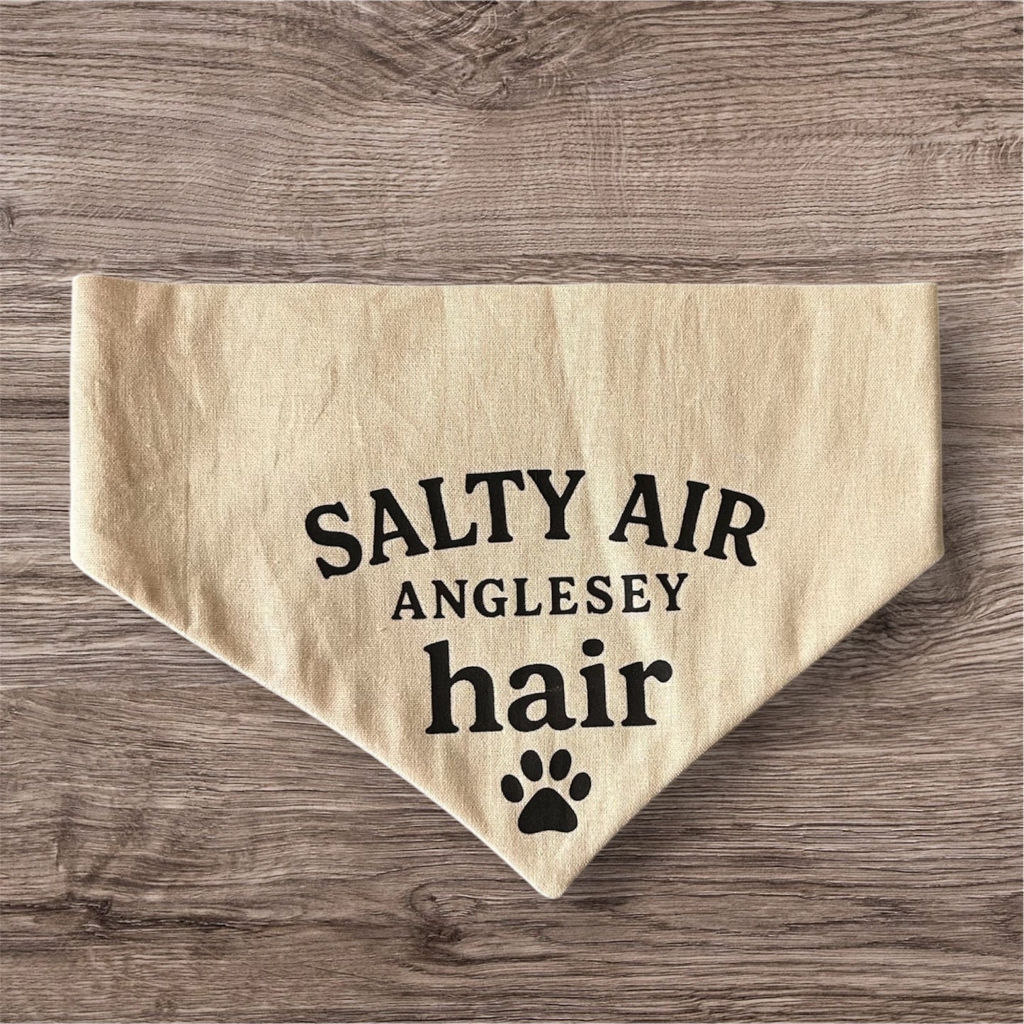 Handmade in the UK - Salty air, Anglesey hair Dog Bandanas in Almond 🐾